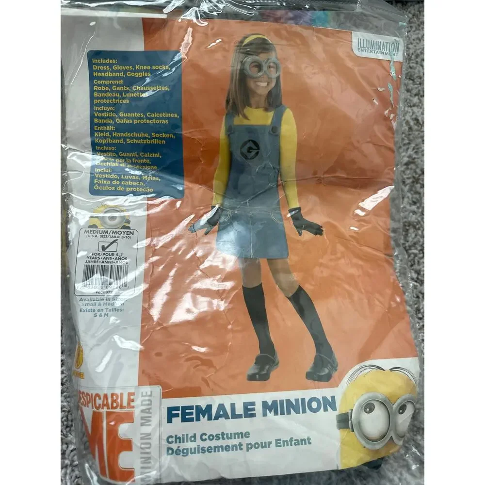 Despicable Me Female Minion Child Costume Girls Medium 5-7 Yrs Halloween Party